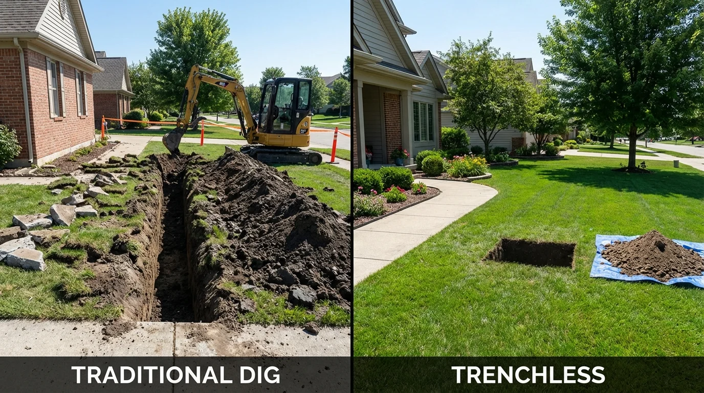 Trenchless sewer repair with minimal yard damage versus traditional excavation in Thomson, GA
